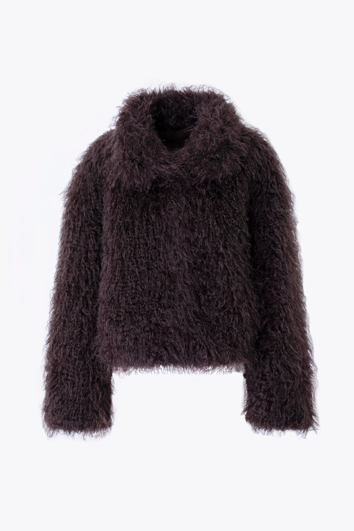 Chaqueta de pelo marrón plano de producto
