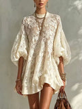 Vestido mini encaje floral - vista frontal