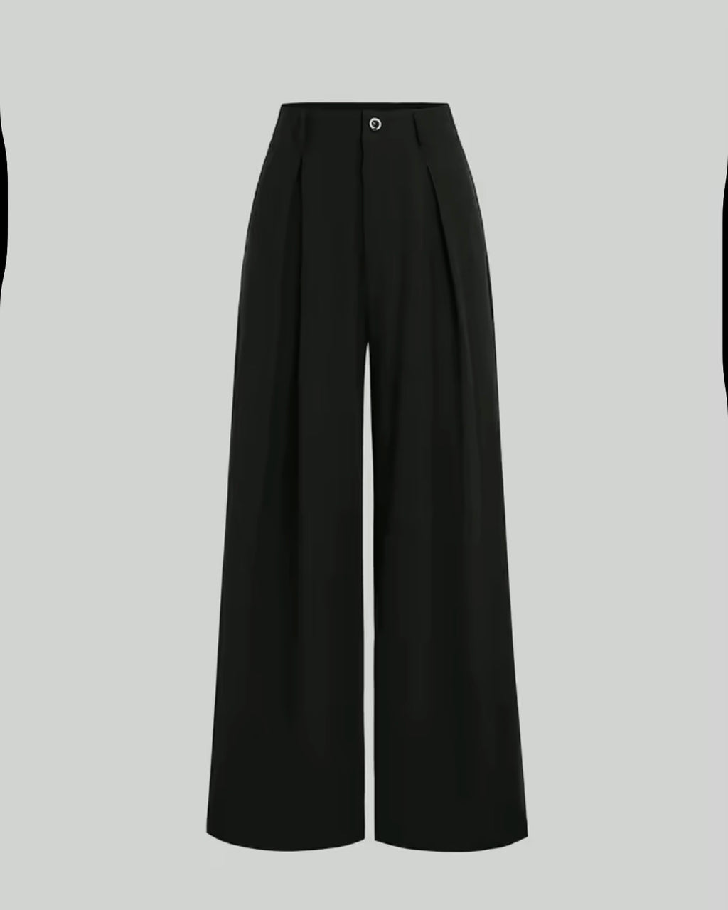 Pantalón pernera ancha negro vista frontal con pinzas