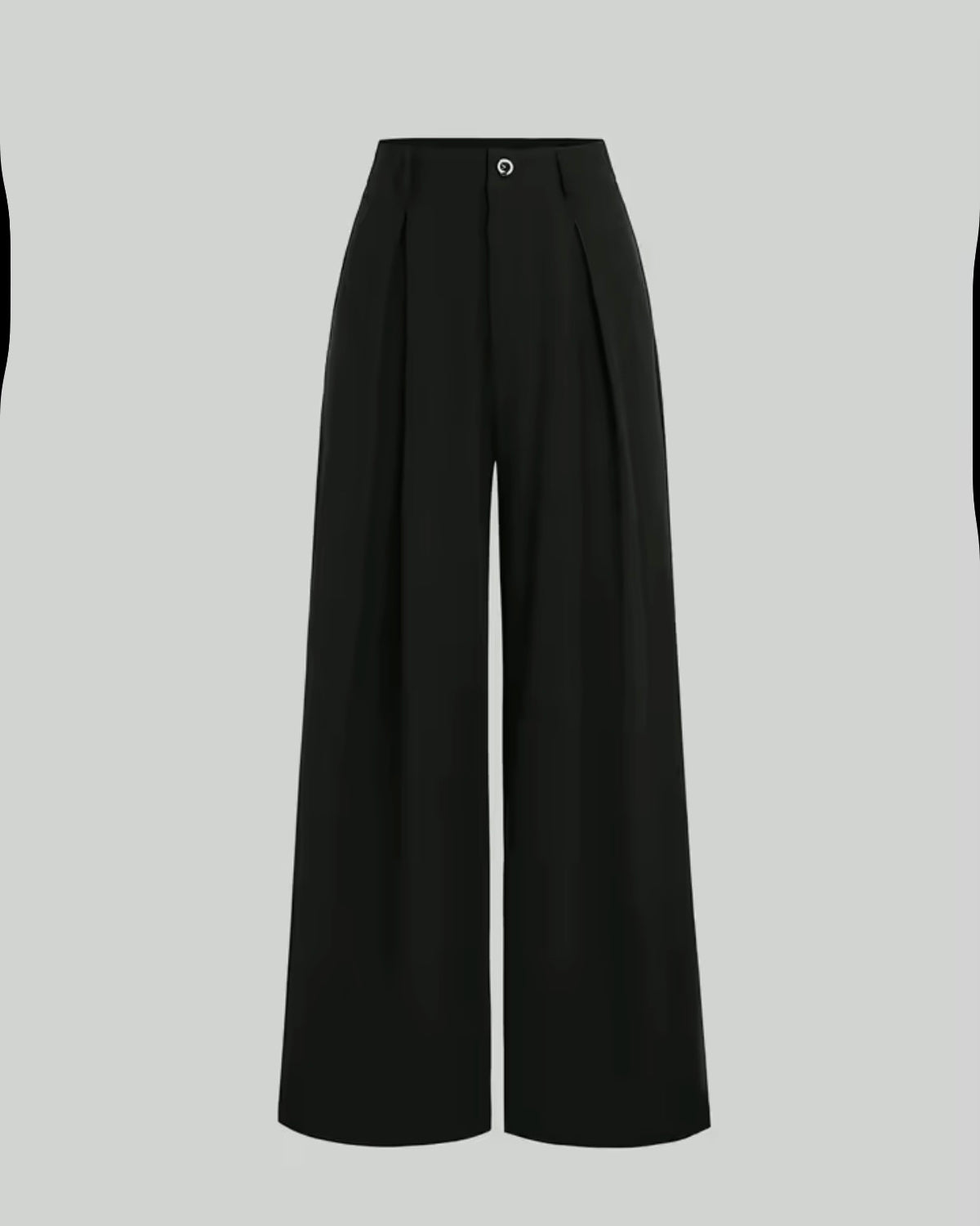 Pantalón pernera ancha negro vista frontal con pinzas