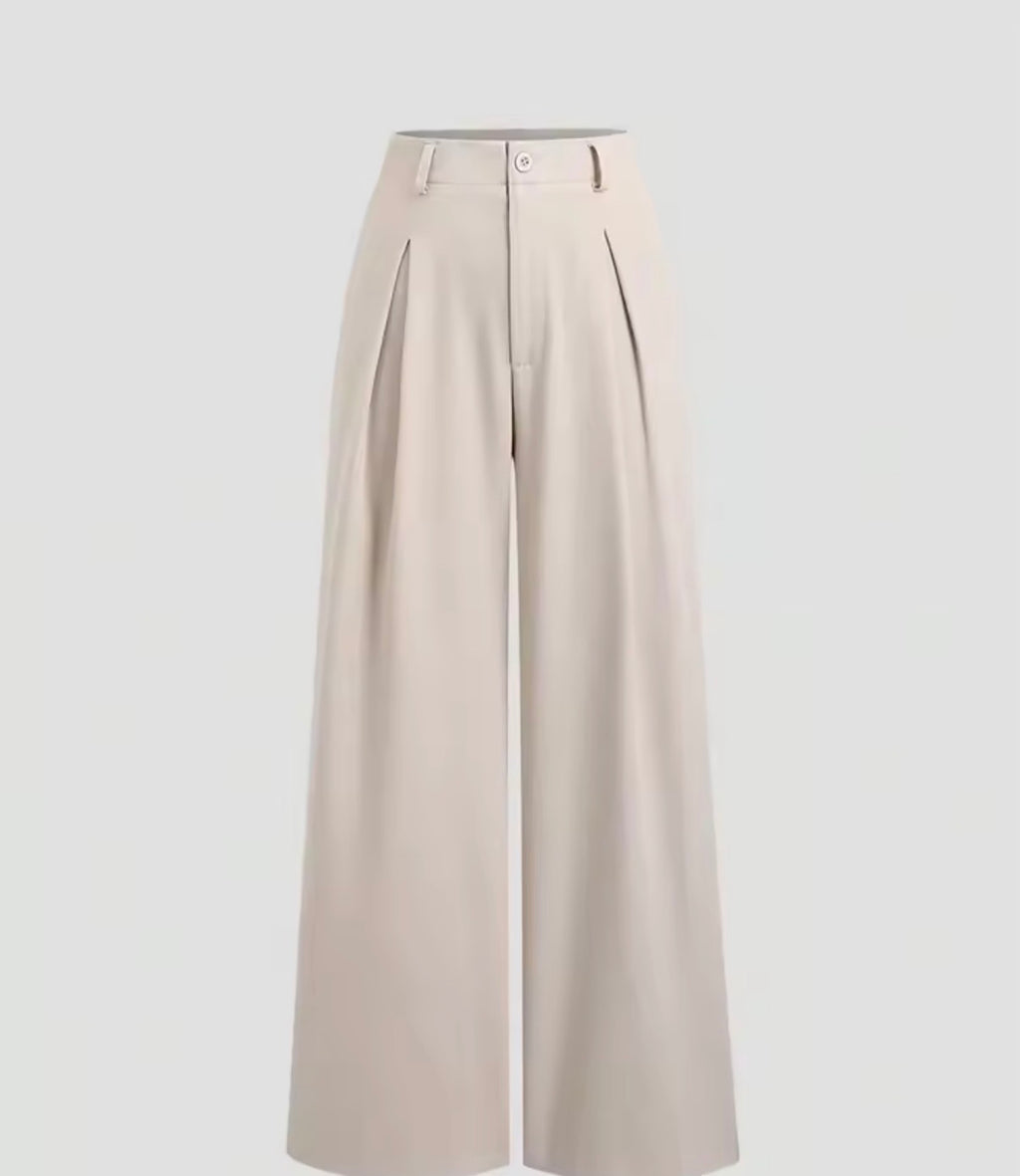 Pantalón pernera ancha beige vista frontal