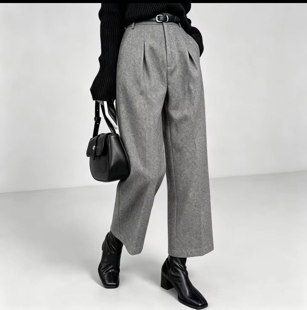 Pantalón sastre culotte gris claro