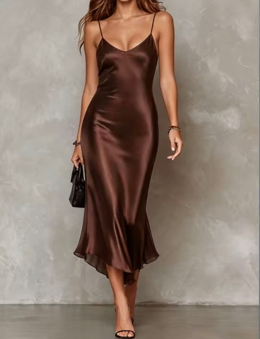 Slip dress chocolate sin capa